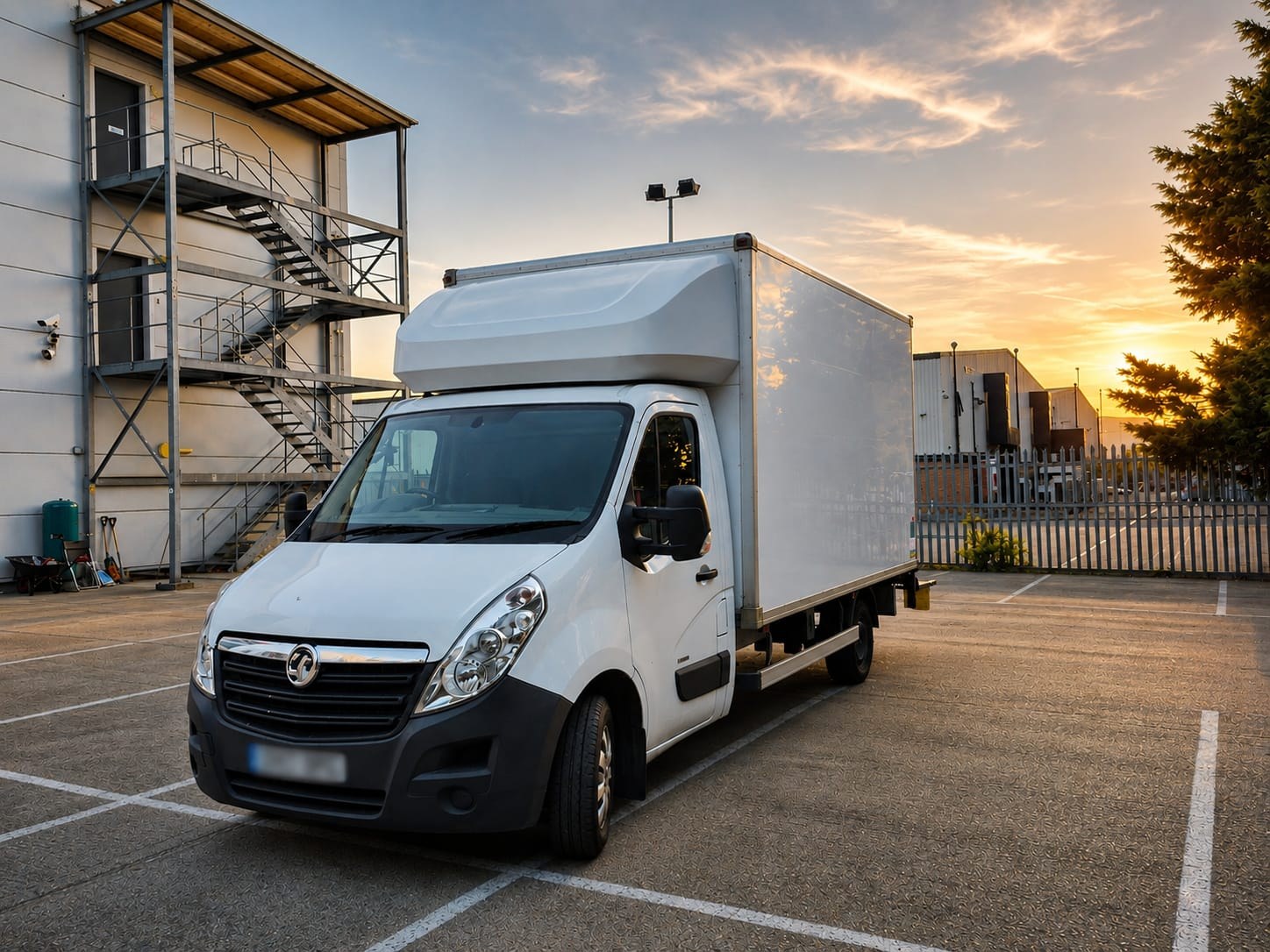 Eden Removals van ready for a move at sunset